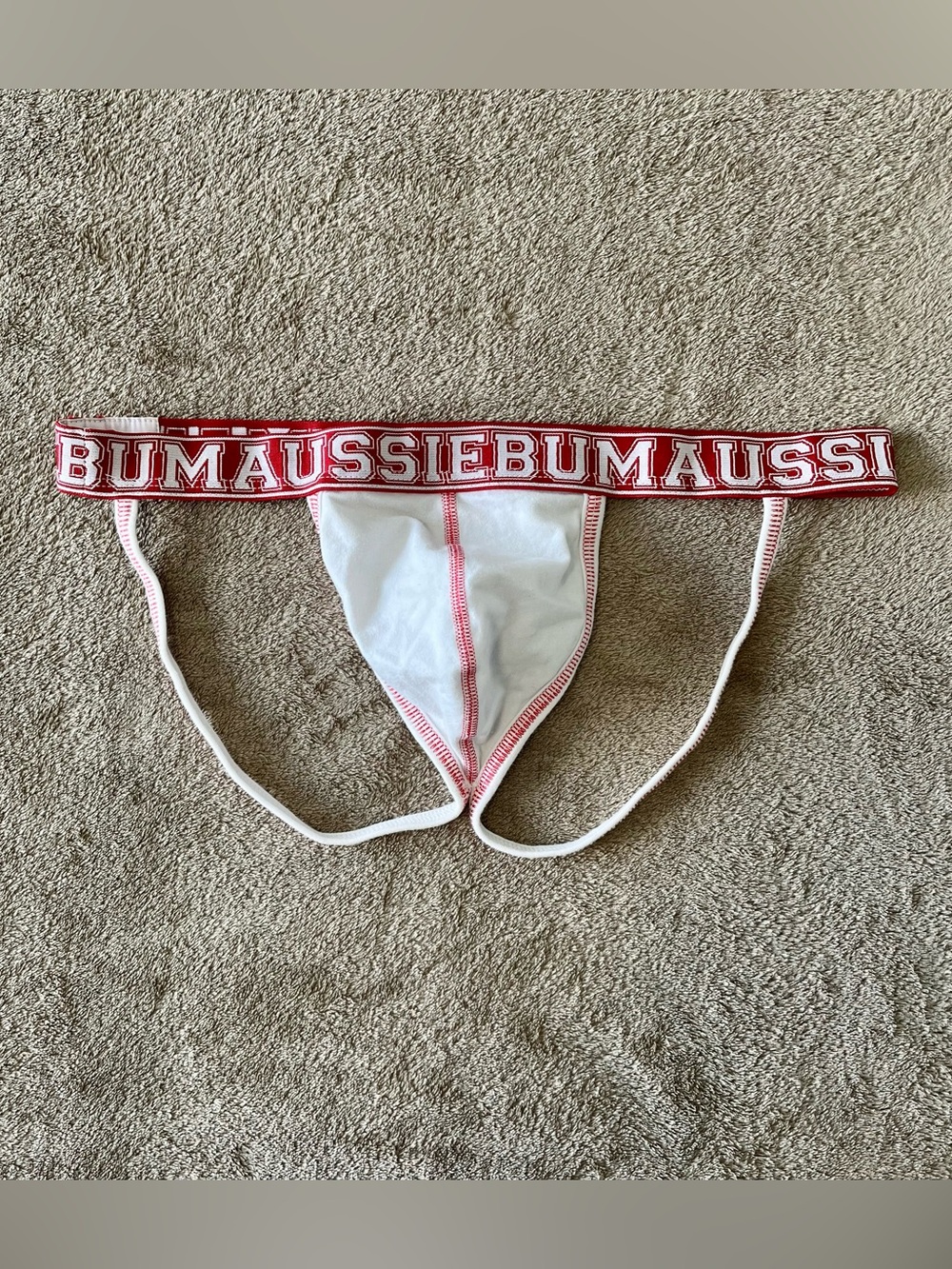Aussiebum Men's White & Red Jockstrap